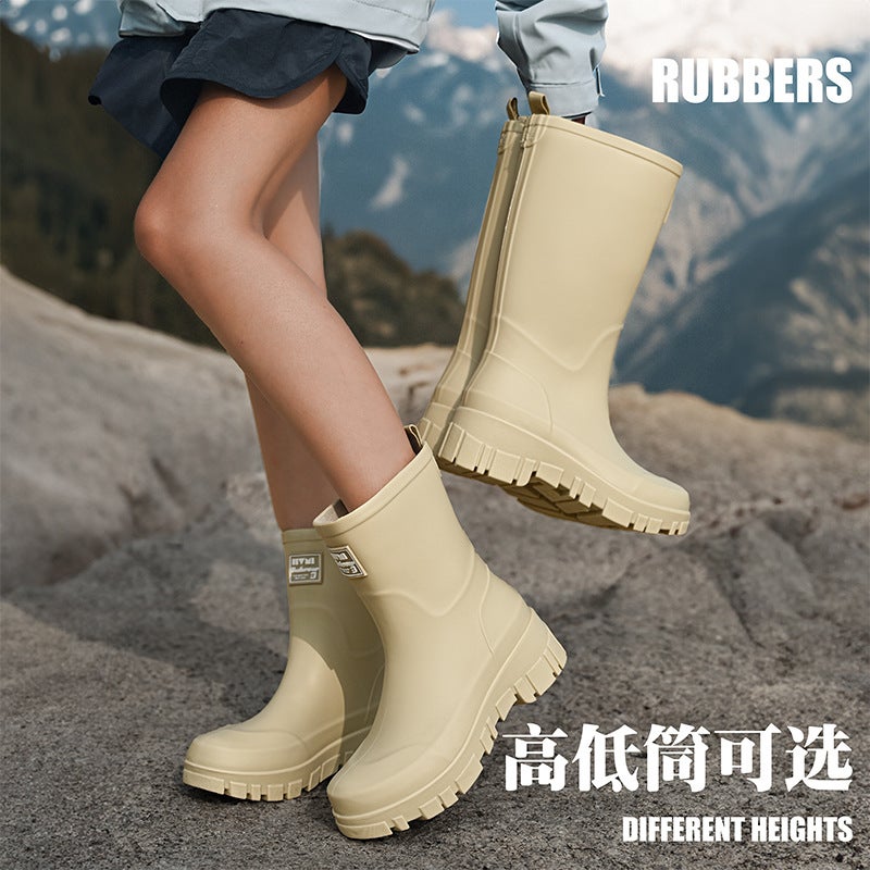 Fashion High-Heeled Rain Shoes Women'S Non-Slip Water Shoes Outfit Waterproof Water Boots Adult Rain Boots Rubber Shoes Thickened Warm - Image 4
